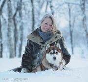 Monica Alterskjær Sundset med husky