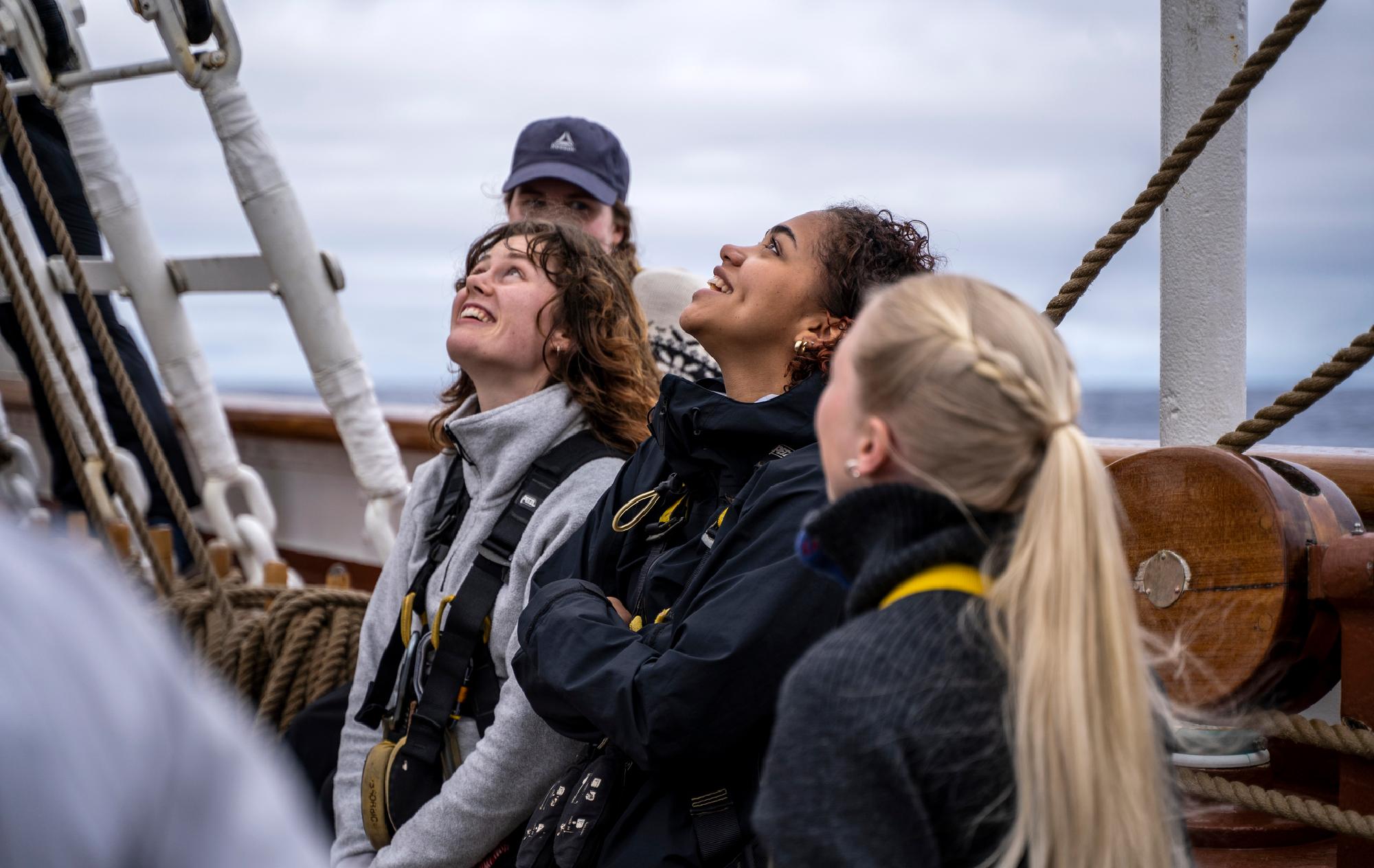 Students on a sail boat