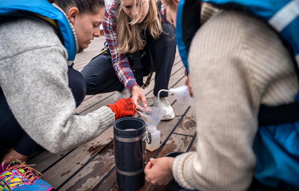Students on board a ship