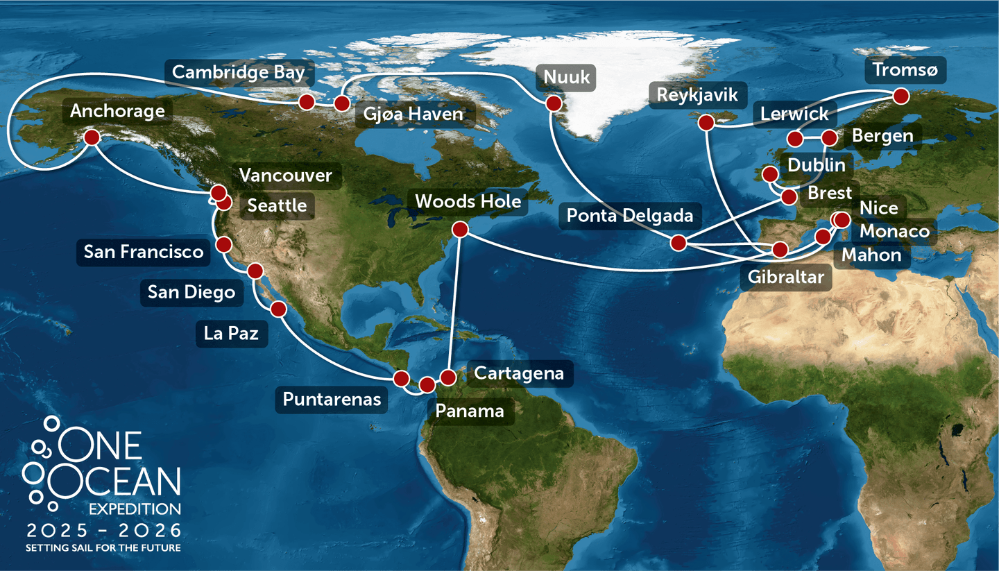 Map for the planned route for the One Ocean II expedition