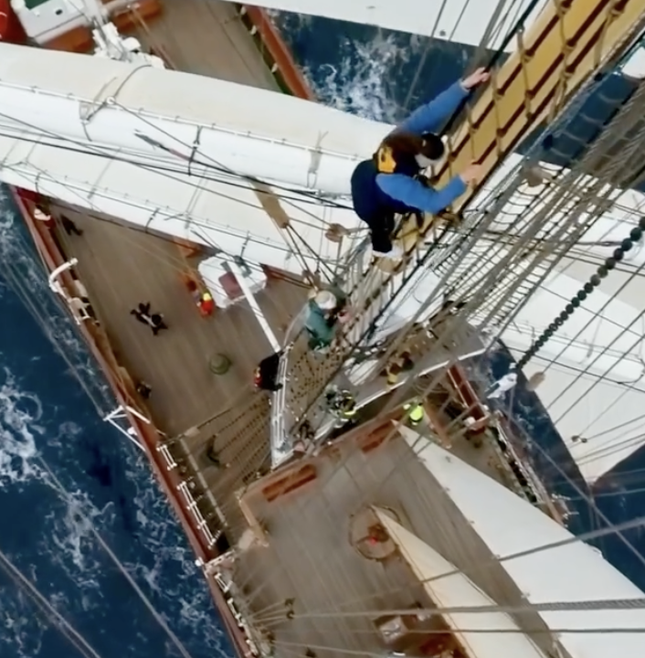 Sailing ship seen from above