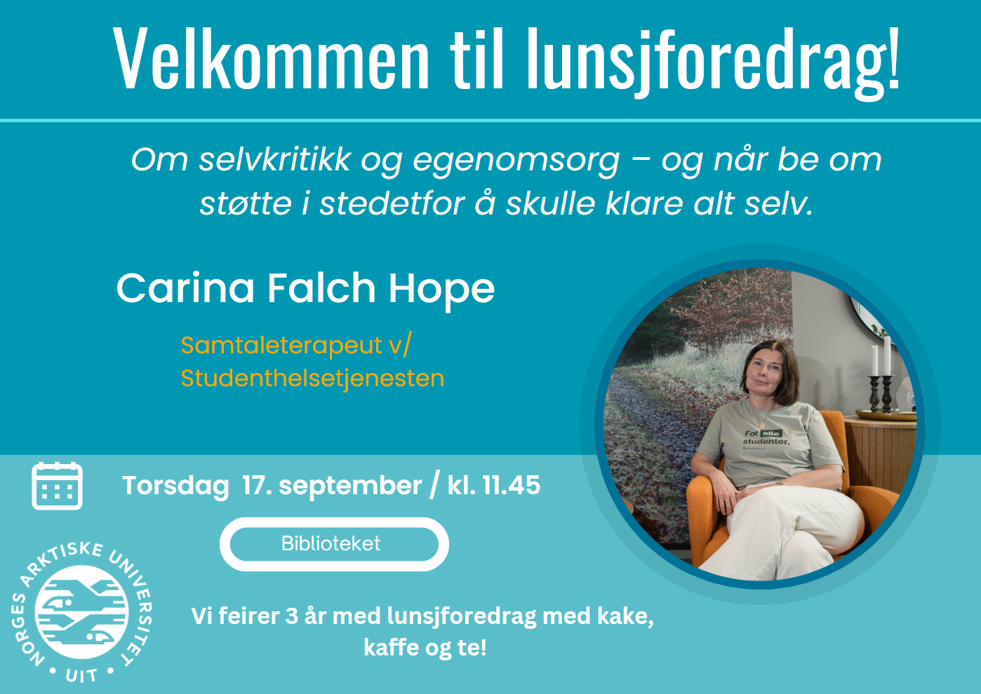 Illustrasjons-/bannerbilde for Lunsjforedrag 17.09 / Om selvkritikk og egenomsorg &ndash; og n&aring;r be om st&oslash;tte i stedetfor &aring; skulle klare alt selv.