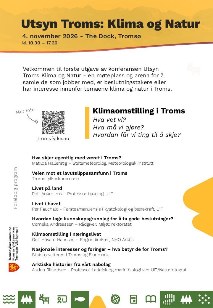 Illustrasjons-/bannerbilde for Utsyn Troms Klima og Natur: Fylkeskommunens konferanse om klimaomstilling